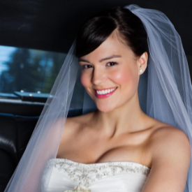 Bride in Contact Limo luxury SUV for wedding transportation — Kenosha Wisconsin limo service