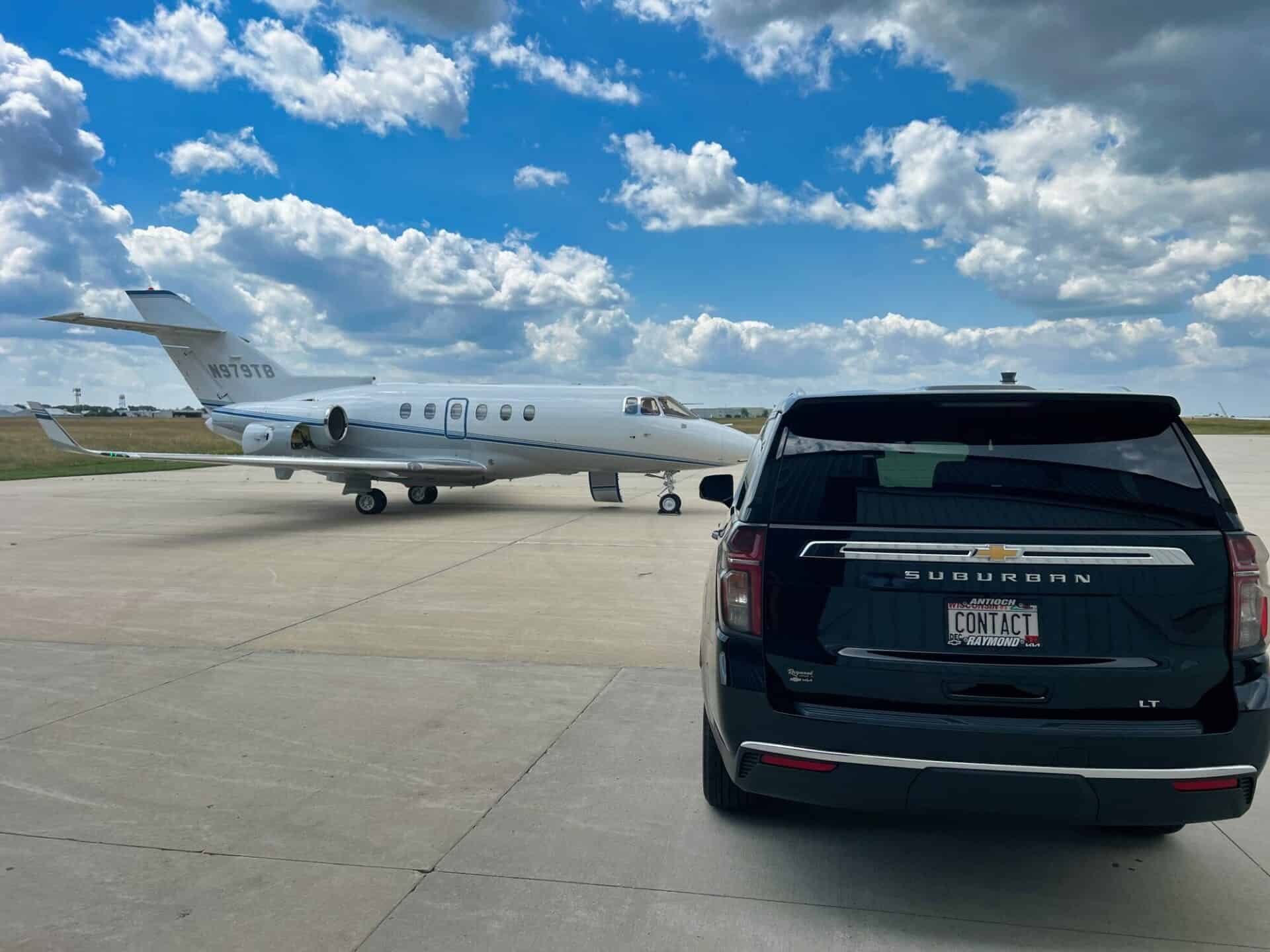 FBO limo service staged for a private aviation arrival — Contact Limo Chicago Executive PWK